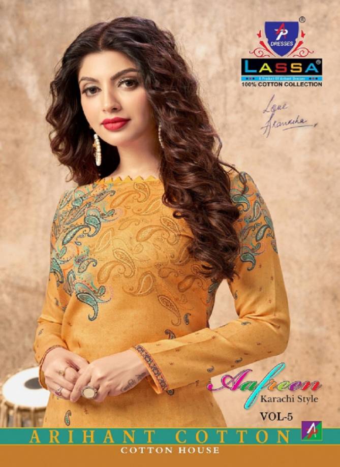 Arihant Lass Afreen 5 Latest Fancy Designer Regular Casual Wear Patiyala Printed Karachi Cotton Dress Material Collection